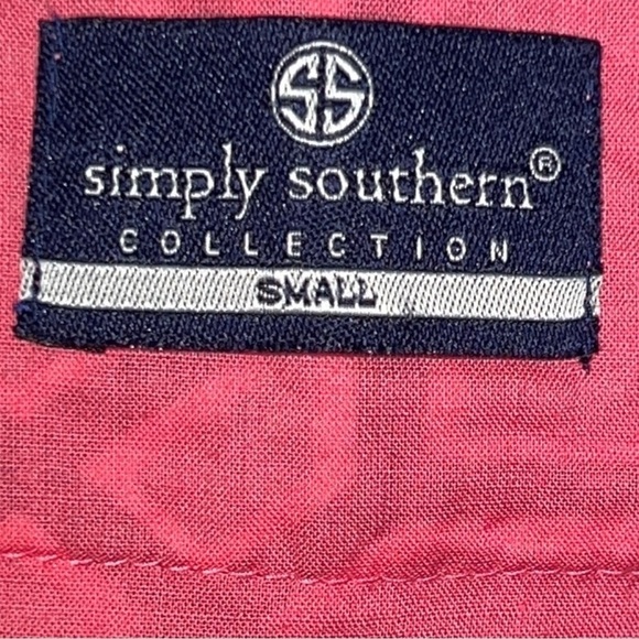 Simply Southern Tunic Top Small Geometric Print Blue Pink Split Sides Logo - Picture 5 of 9